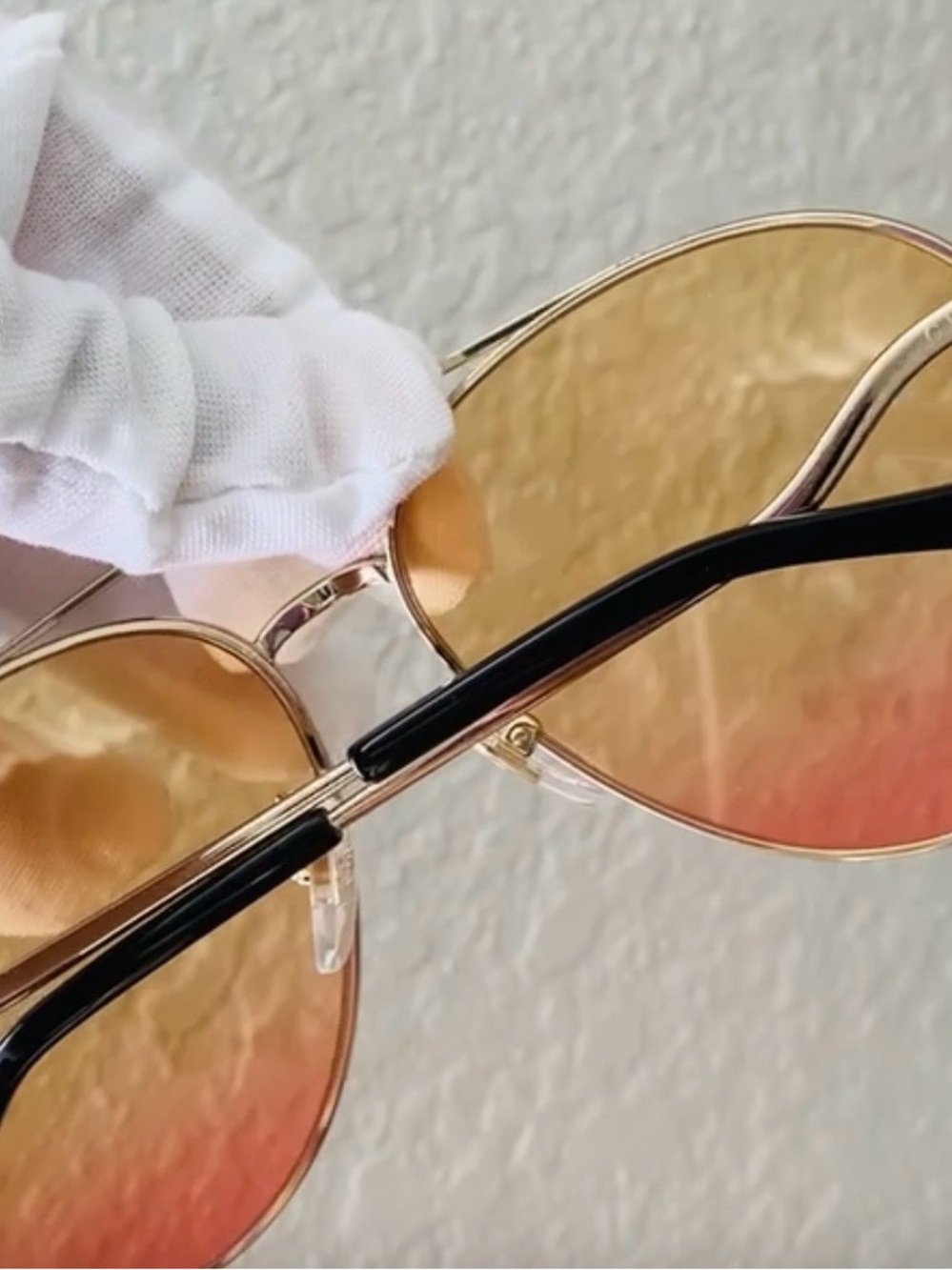 Gucci Women's Gold Aviator Sunglasses with Amber-Red Gradient Lenses - Picture 5 of 6